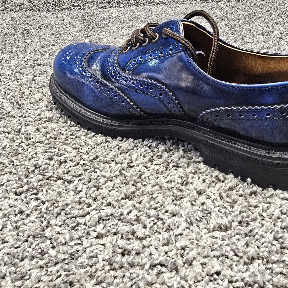 Gladiator England wingtip brogue shoes Uk‎ 7/US 7.5M-9W 90s Grunge Navy Blue